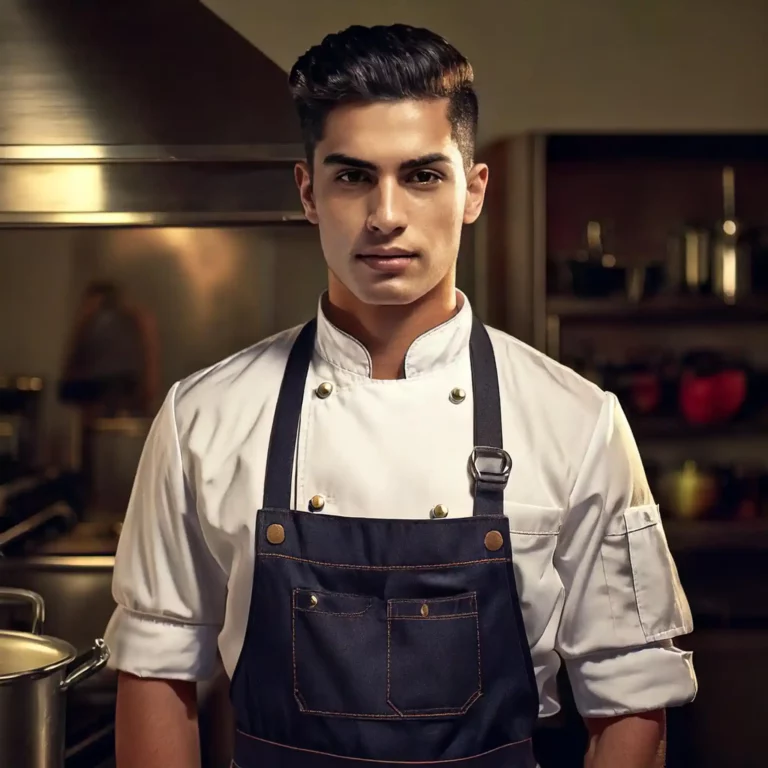 firefly genera la foto de un joven adulto universitario con uniforme de gastronomía en la cocina 350 (1)