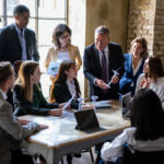 meeting of entrepreneurs and engineers at the discussion table o