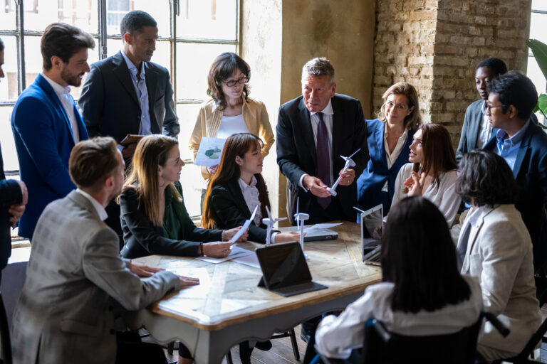 meeting of entrepreneurs and engineers at the discussion table o
